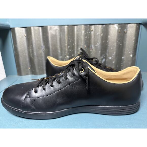 COLE HAAN Mens Grand CROSSCOURT II Sneaker Black Leather Size 12 Wide NEW